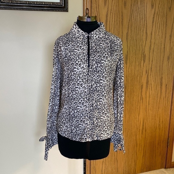 🖤 Free People Leopard Print Blouse Tan and Black Small NWOT - Picture 11 of 11
